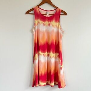 CLOSING SALE •5/$25• just be Orange and Pink Vibrant Sleeveless Tie-Dye Dress